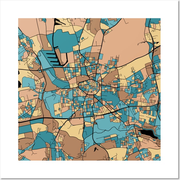 Dortmund Map Pattern in Mid Century Pastel Wall Art by PatternMaps